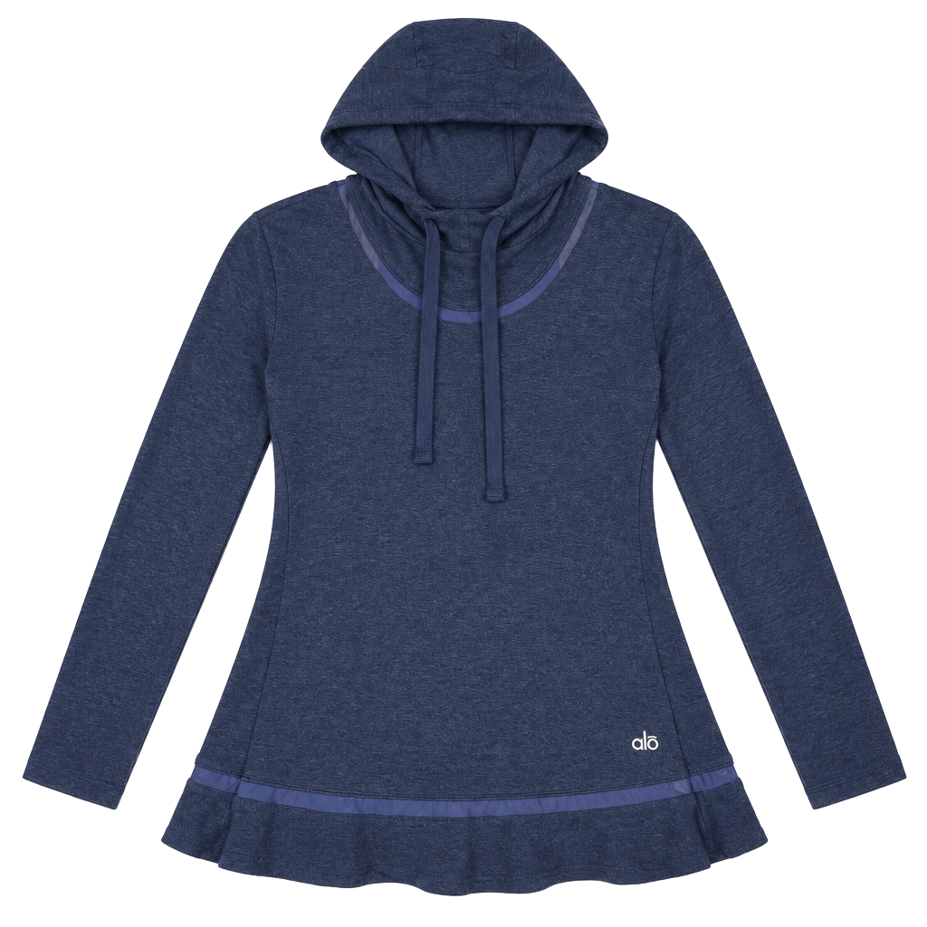 Alo Yoga Hoodie Size S Blue Heathered Long Sleeve Pullover Sweatshirt 1