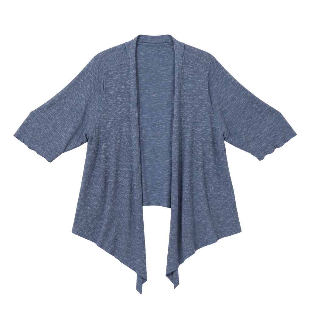 Eileen Fisher Blue Open-Front Cardigan 3/4 Sleeve Periwinkle Blue Size 2X Linen 1