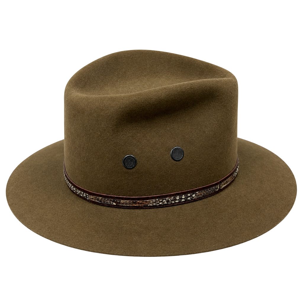 Gun Club Stetson 4X Beaver Brown Fedora Hat Feather Leather size 7 1/8 1
