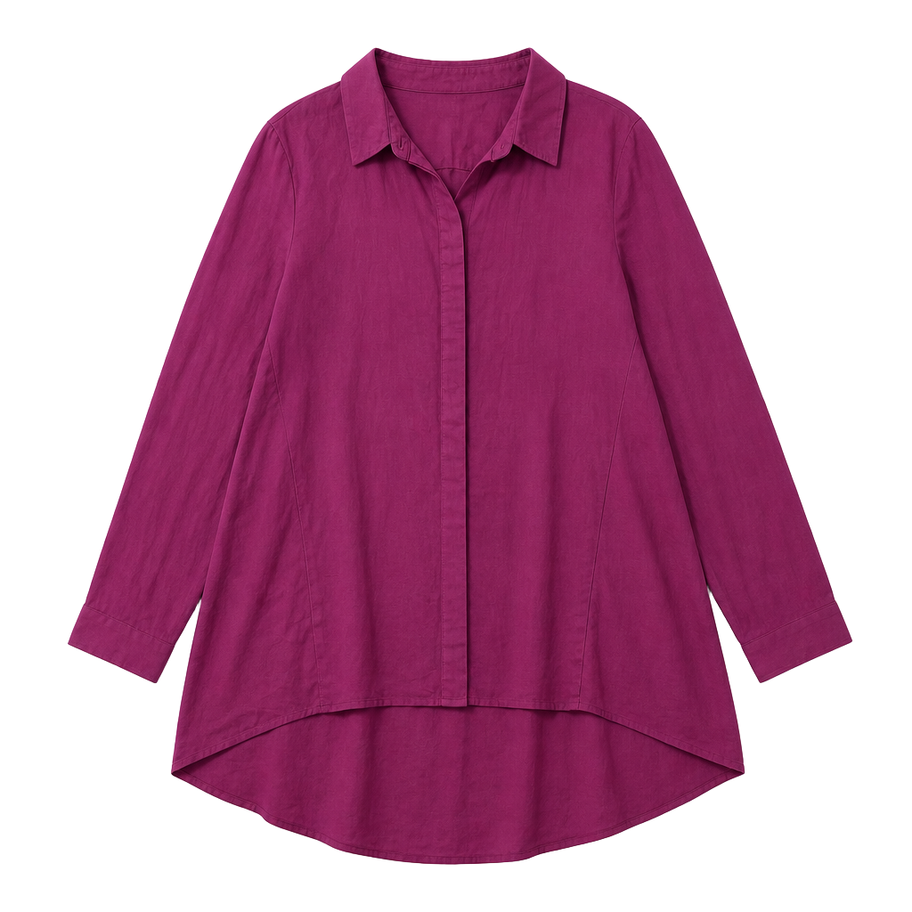 Eileen Fisher Classic Collar Organic Linen Shirt Cerise Purple Size XS 1