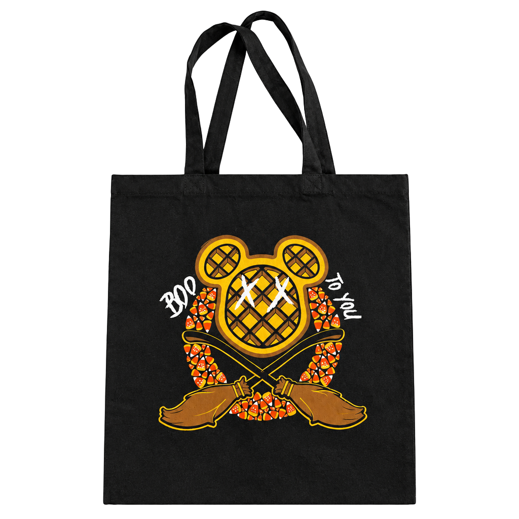 The Lost Bros Mickey Waffle Boo To You Halloween Black Tote Bag 1