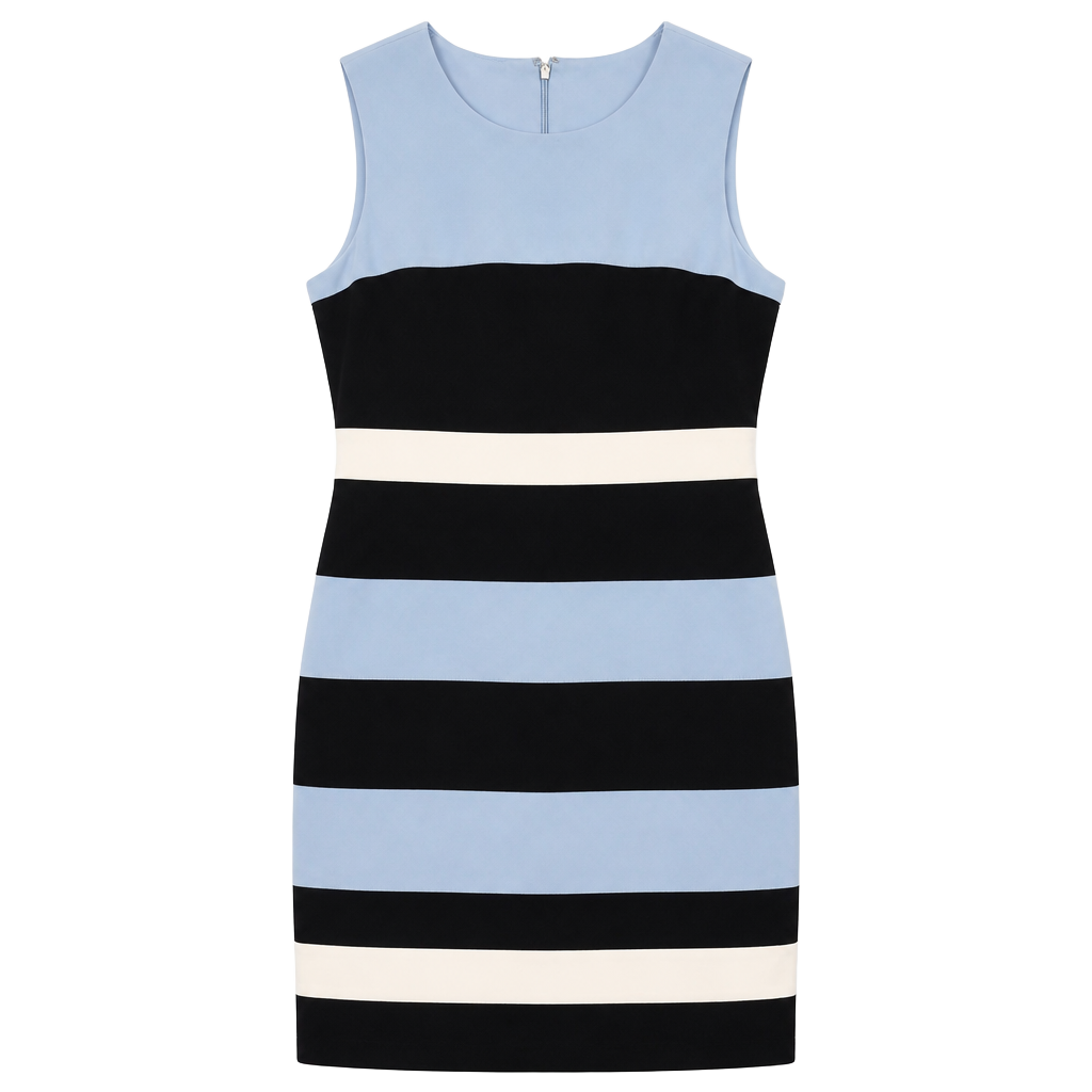 Tommy Hilfiger Scuba Crepe Colorblock Striped Sleeveless Sheath Dress Size 6 1