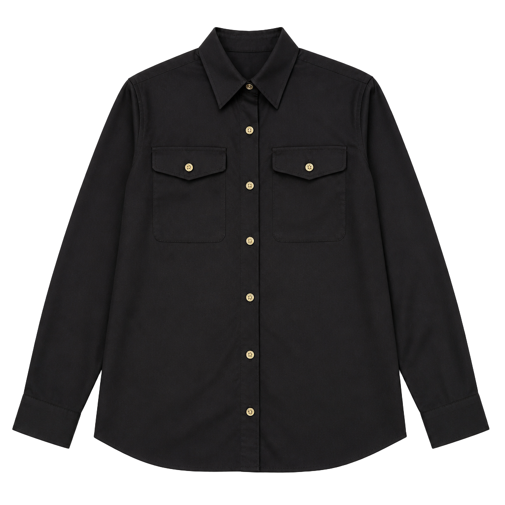 Tommy Hilfiger Blouse Size L Black Long Sleeve Button Up Shirt 1