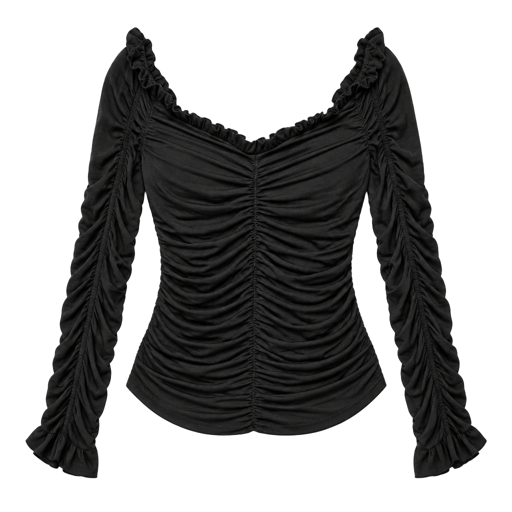 Express Ruched Long Sleeve Top Size L Black NWT Y2K club datenight 1
