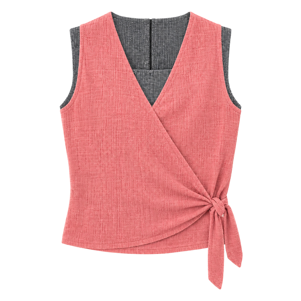 Madewell Texture & Thread Sweet Dahlia Wrap-Tie Tank Top Peach Pink Medium 1
