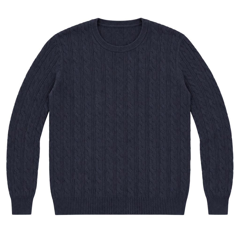Amazon Essentials Cable Knit Crewneck Sweater Size XXL Navy Blue Cotton 1