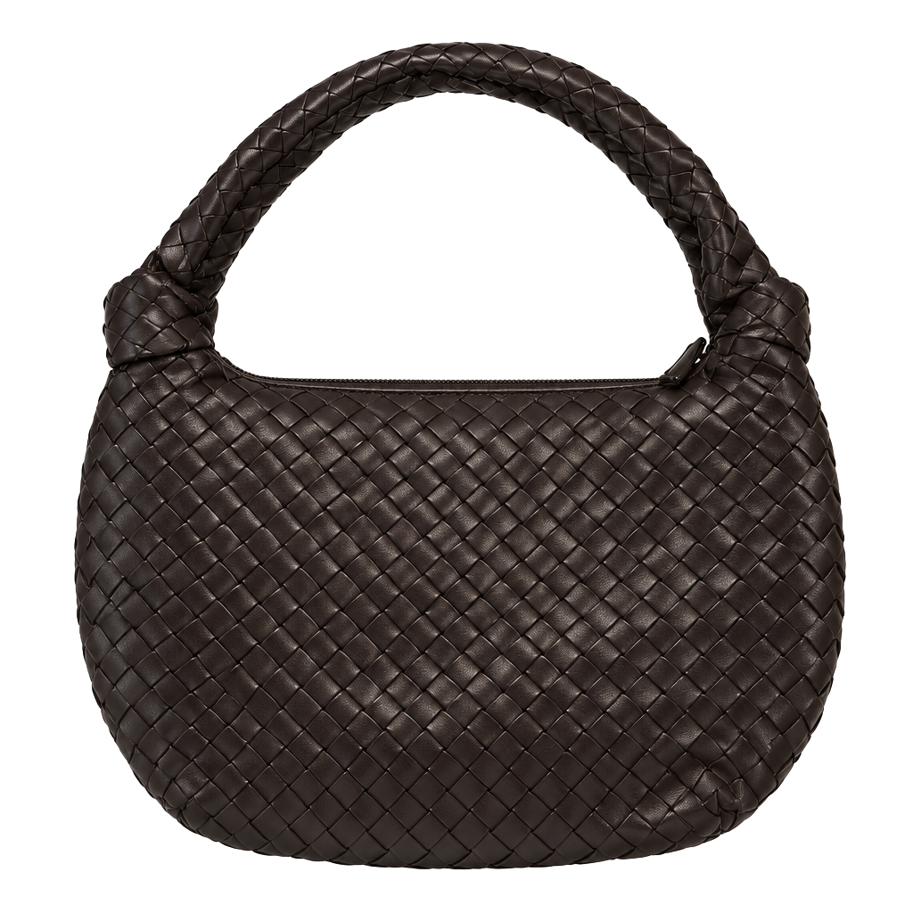 Melie Bianco Willow Woven Bag Espresso Brown Vegan Leather 1