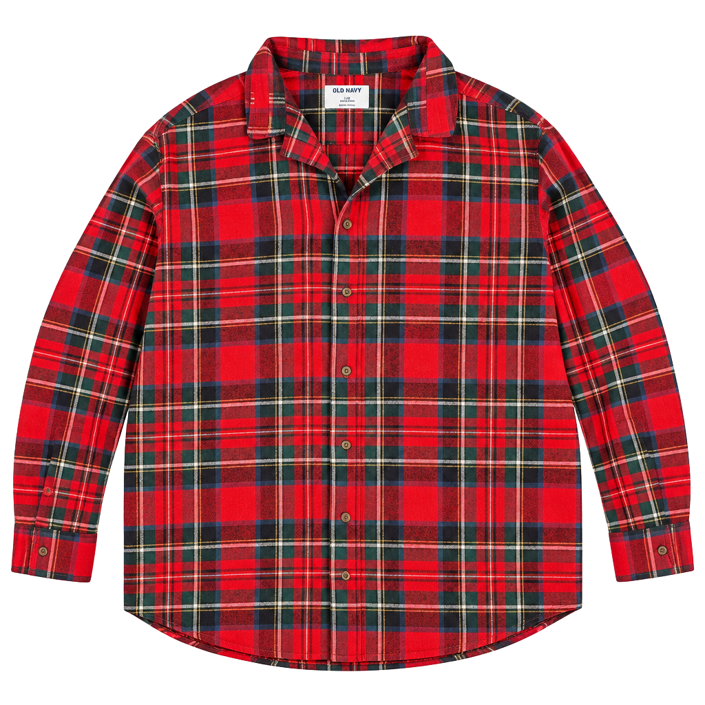 Old Navy Flannel Shirt Size XXXL Red Black Plaid Long Sleeve Button-Down 1
