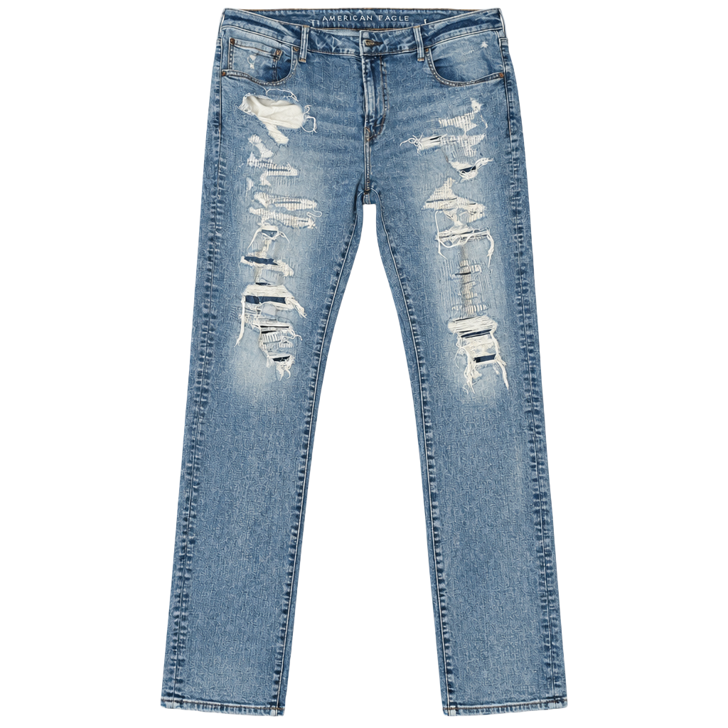 American Eagle Stacked Skinny Size 40x32 Distressed Acid Wash Jeans 1