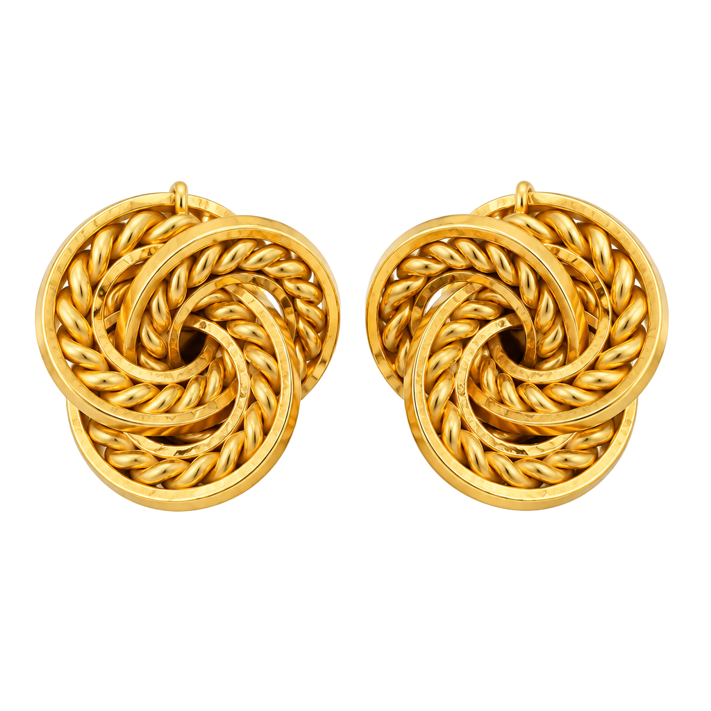Miriam Haskell Gold Tone Rope Knot Clip On Earrings 1