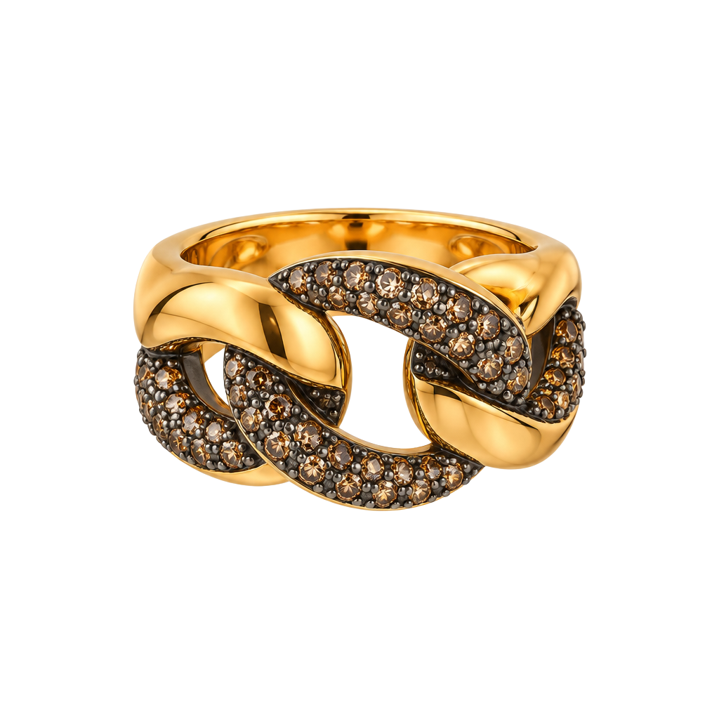 Swarovski Lane Motif Black & Rose Gold Ring Size 52 1