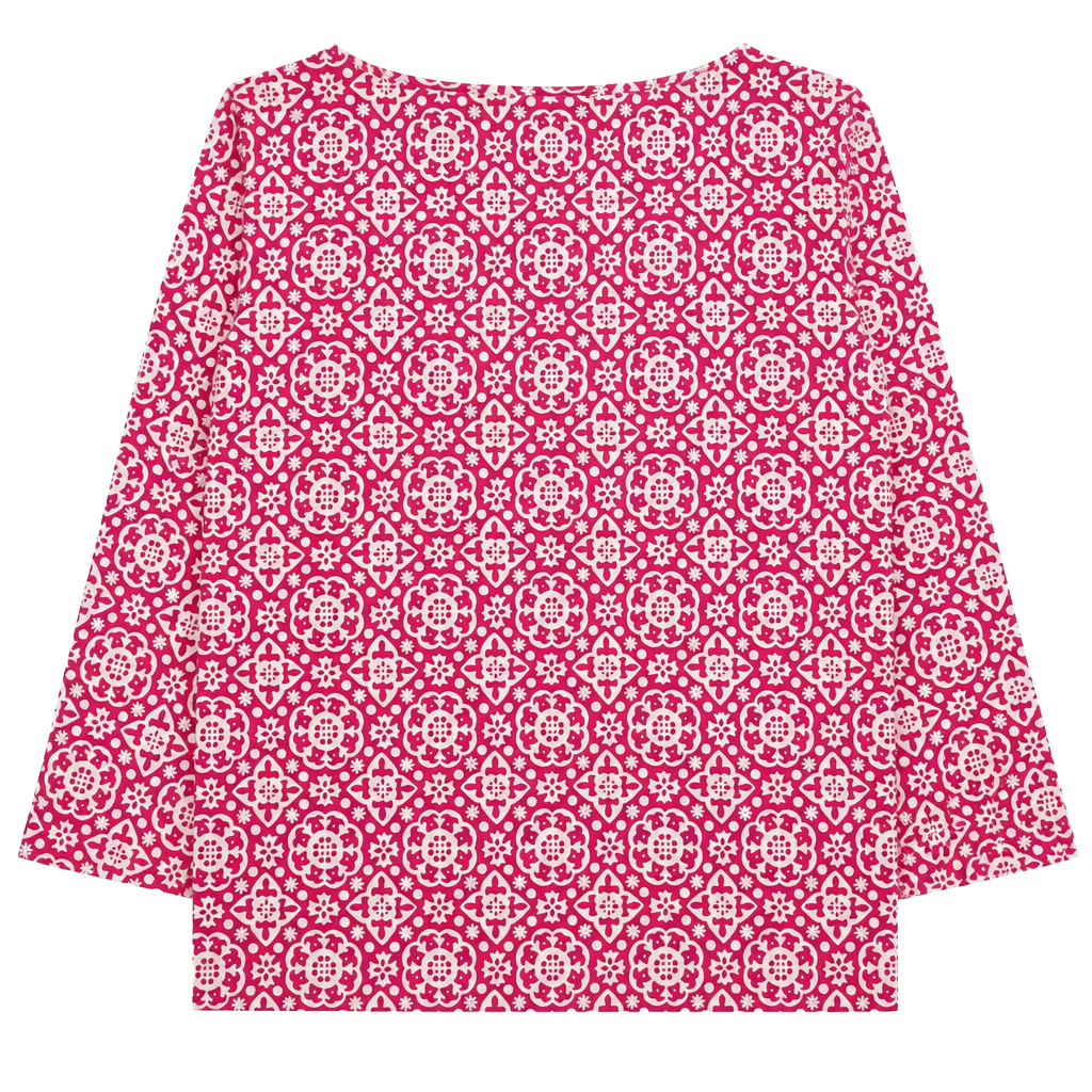 Talbots blouse red with geometric pattern. Size M 1