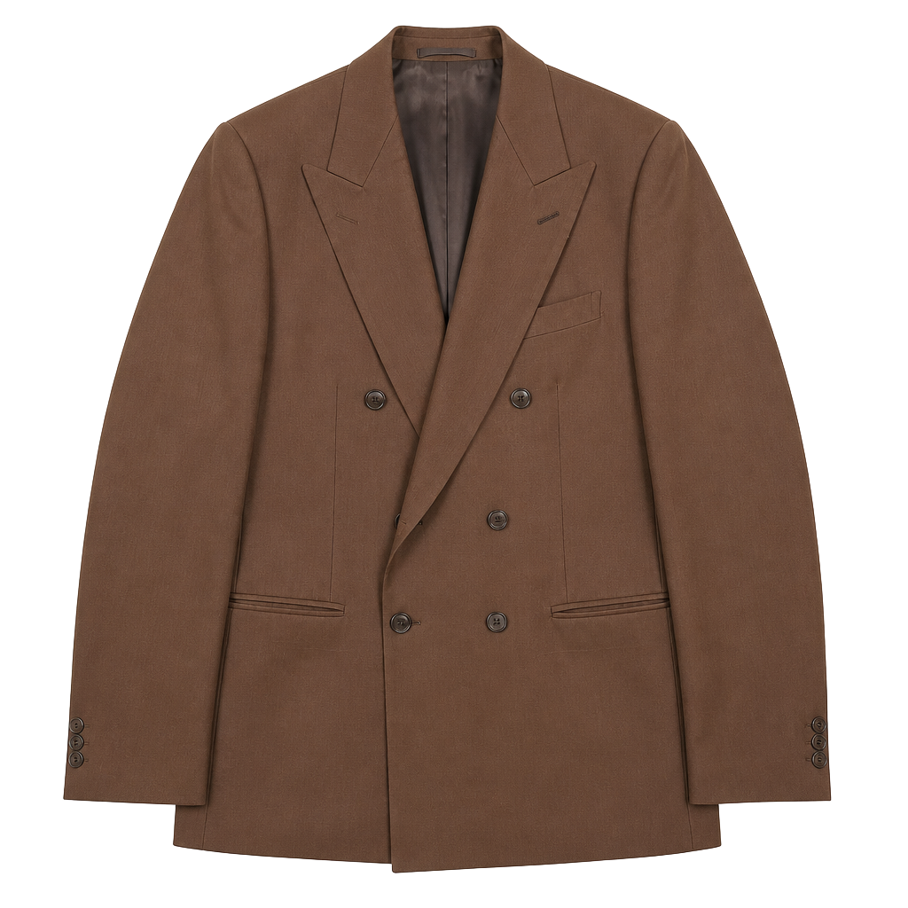 Vintage Brown Double-Breasted Suit Jacket Nino Cerruti Slim-fit L/XL 1
