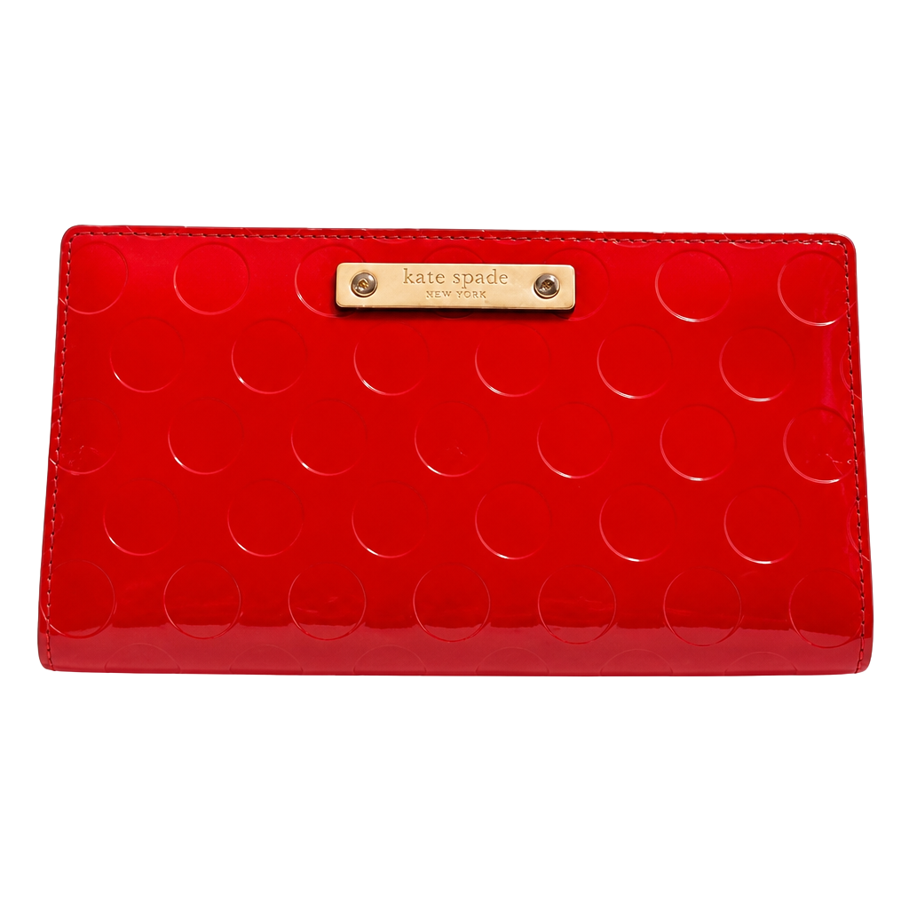 Kate Spade New York Crocodile Embossed Knightsbridge Zip Around Wallet. Red 1