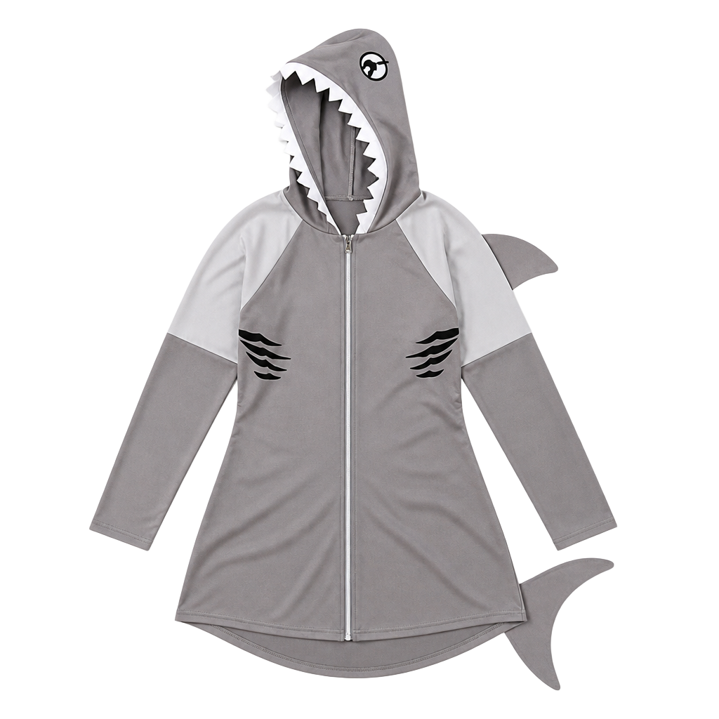 Shark Woman Hoodie Jumpsuit Costume - Adult Size Large 1