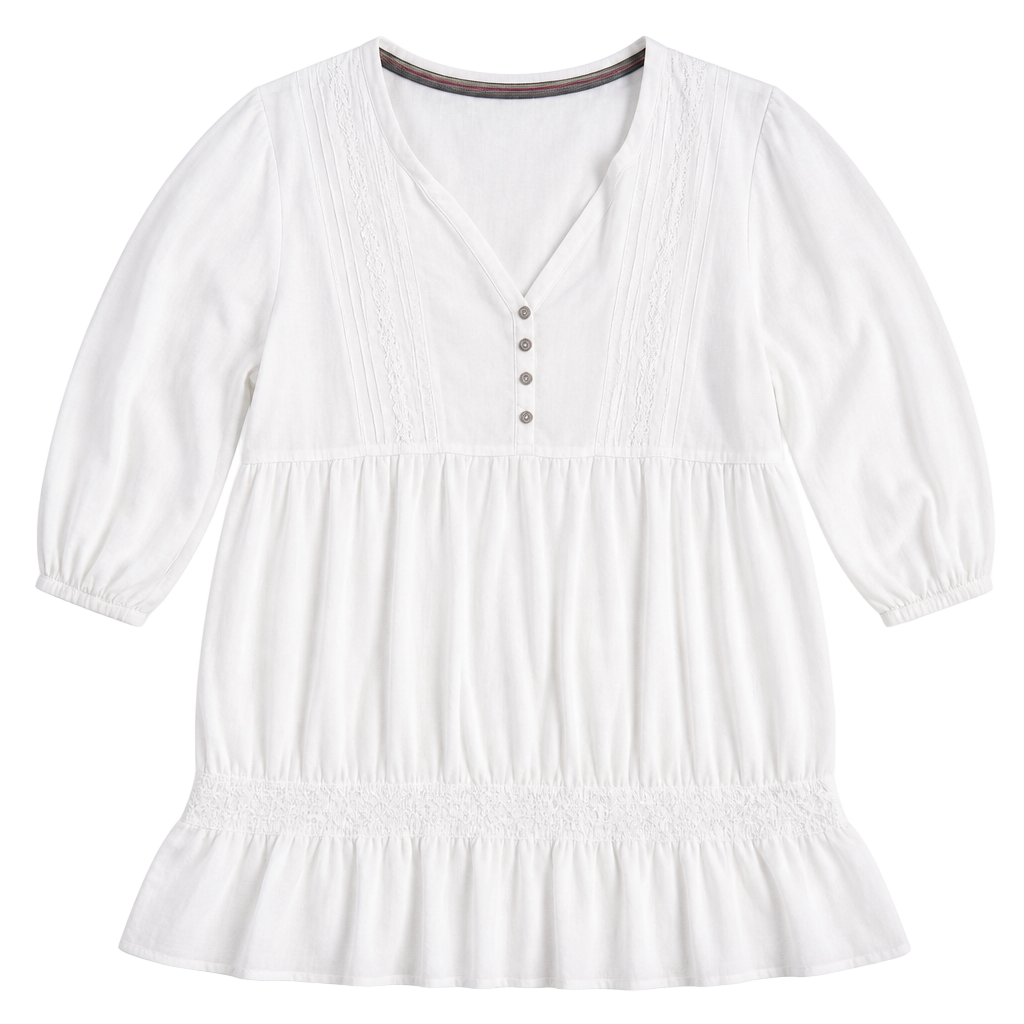 Knox Rose White Lace Trim Button Front Tiered Dress 1
