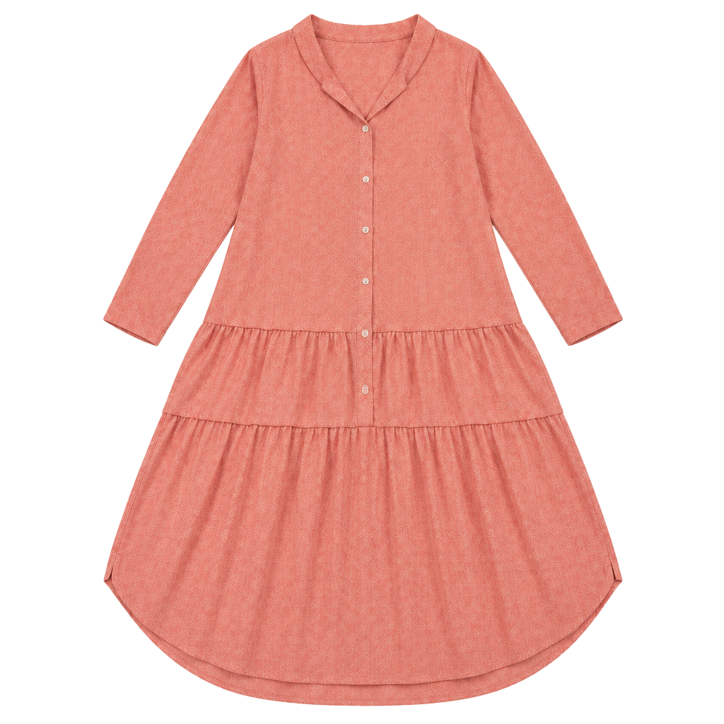 Rouge Collection Women’s 3X Coral Button Front Ruffle Hem Tunic Top 1