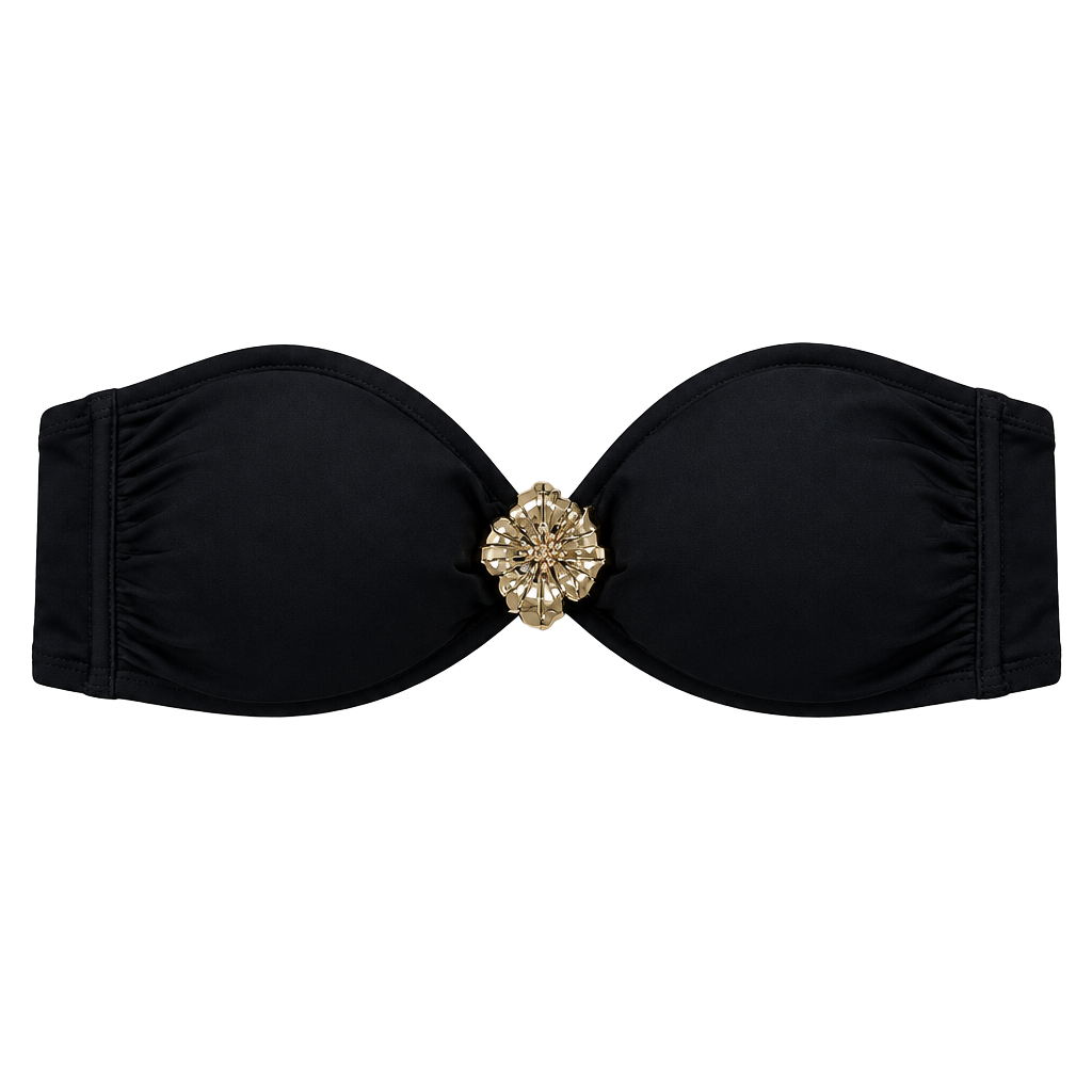 Wild Fable Bikini Top Size M (8-10) Black Flower Hardware 1