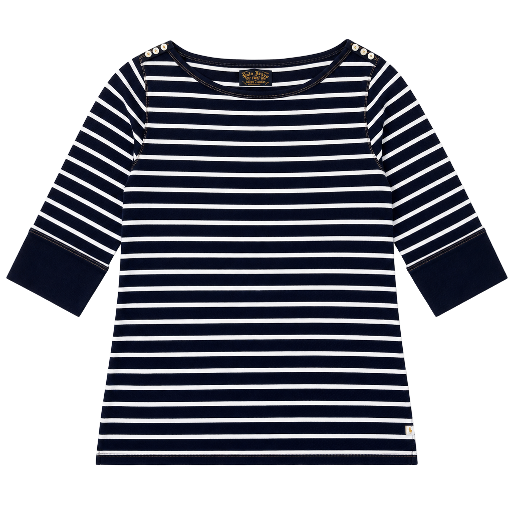 Polo Jeans Ralph Lauren Striped Long Sleeve Boat Neck Shirt 1