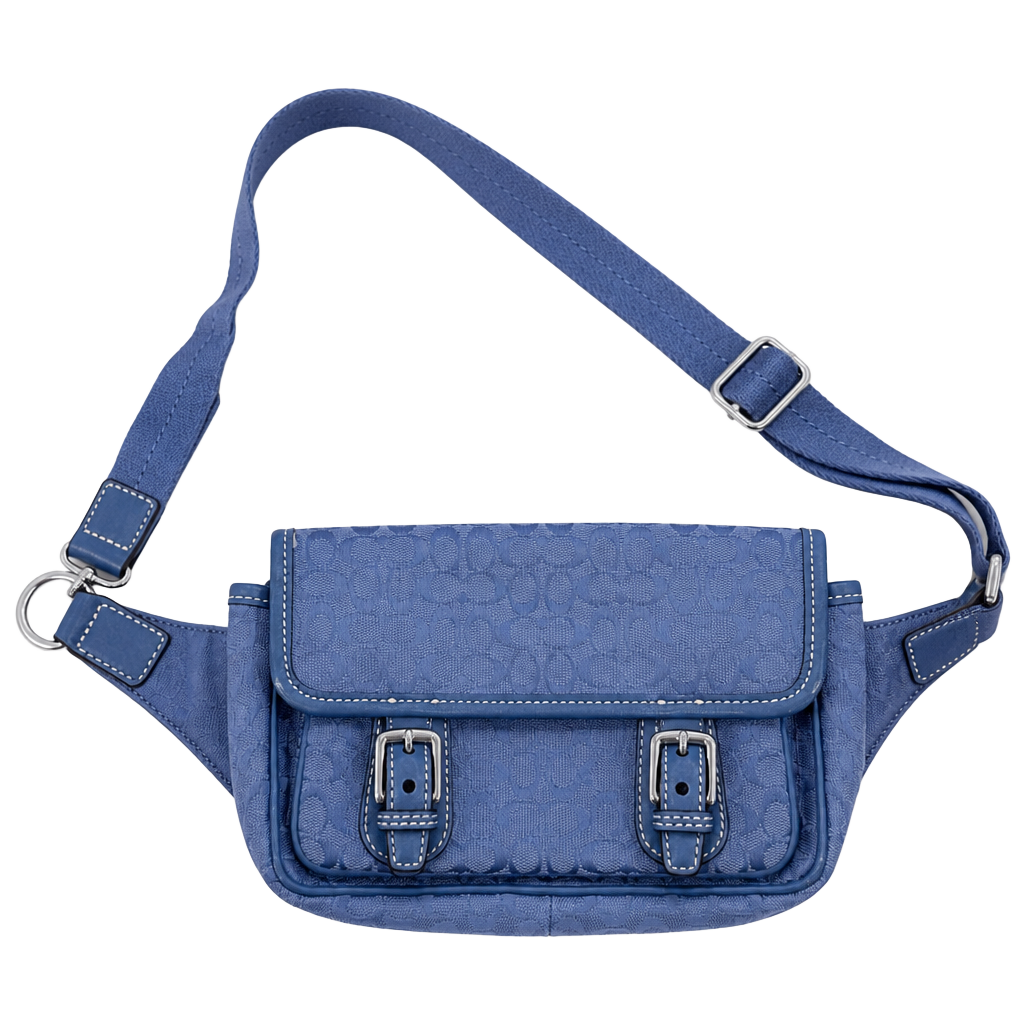 Coach Signature Jacquard Monogram Belt Bag Blue Fanny Pack Y2K 1