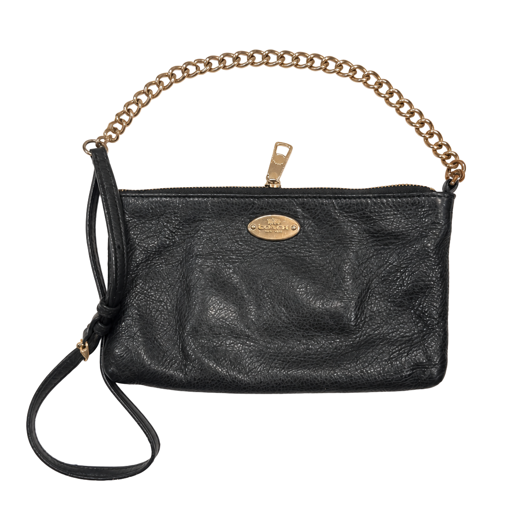 Coach Pebbled Leather Quinn Crossbody Shoulder Bag F52709 Black 1
