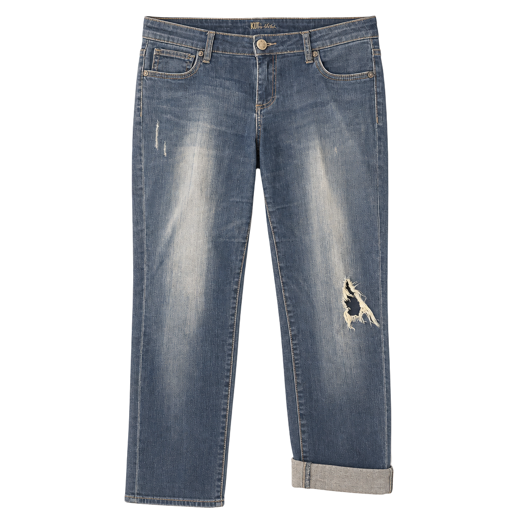 KUT from the Kloth Catherine Slouchy Boyfriend Distressed Cuffed Crop Jeans 1