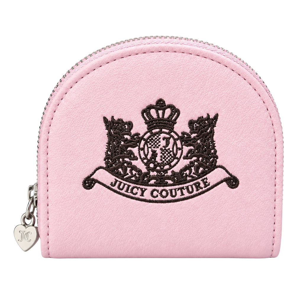 Juicy Couture Half Moon Zip Wallet Pink Crest Logo 1