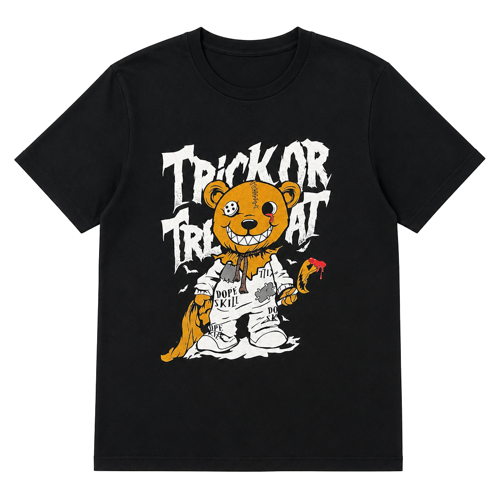 Dope Skill Trick Or Treat Evil Teddy Bear Graphic T-Shirt Black XL 1