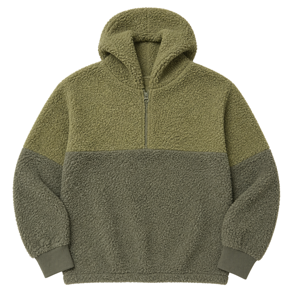 Victoria's Secret PINK Sherpa Half-Zip Pullover Hoodie Olive Green XXL 1