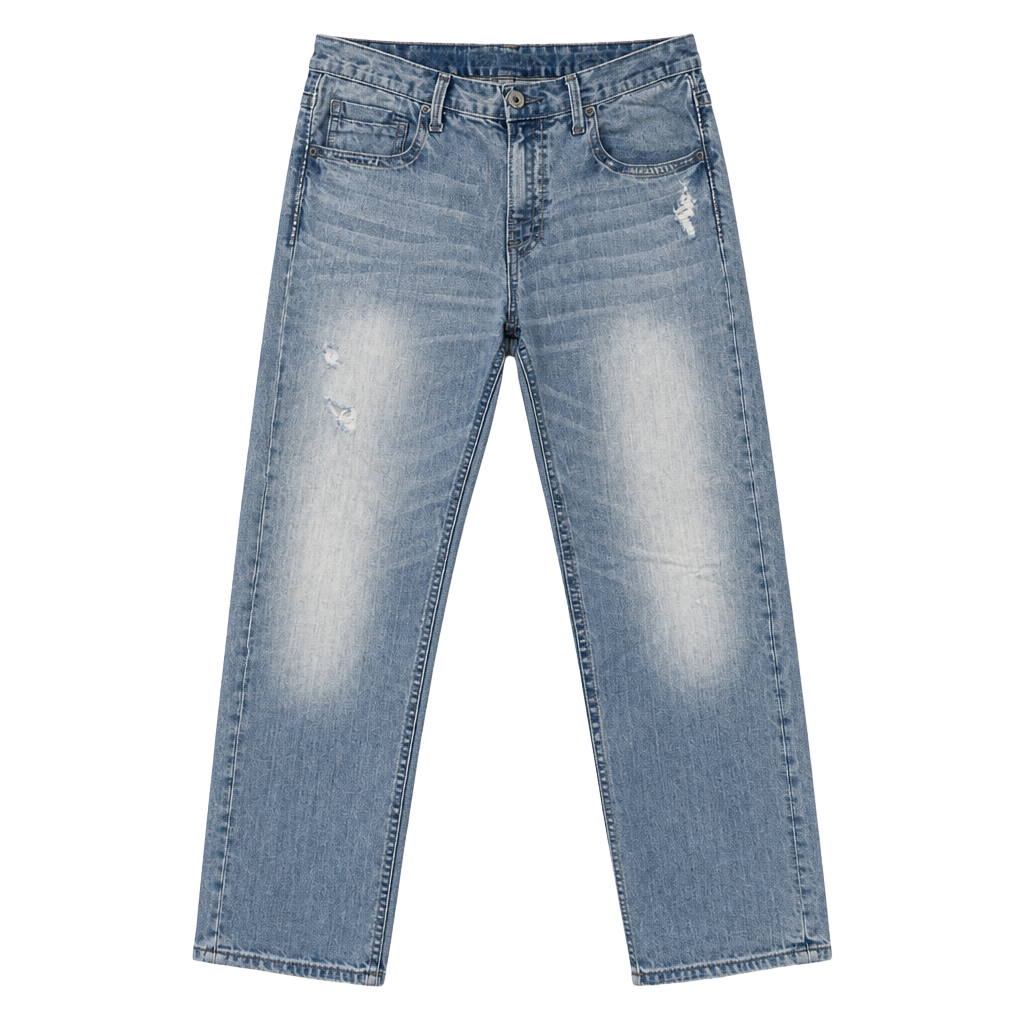 BKE Y2K Style Jake Straight 36S Distressed Denim Jeans Light Wash Mens 1