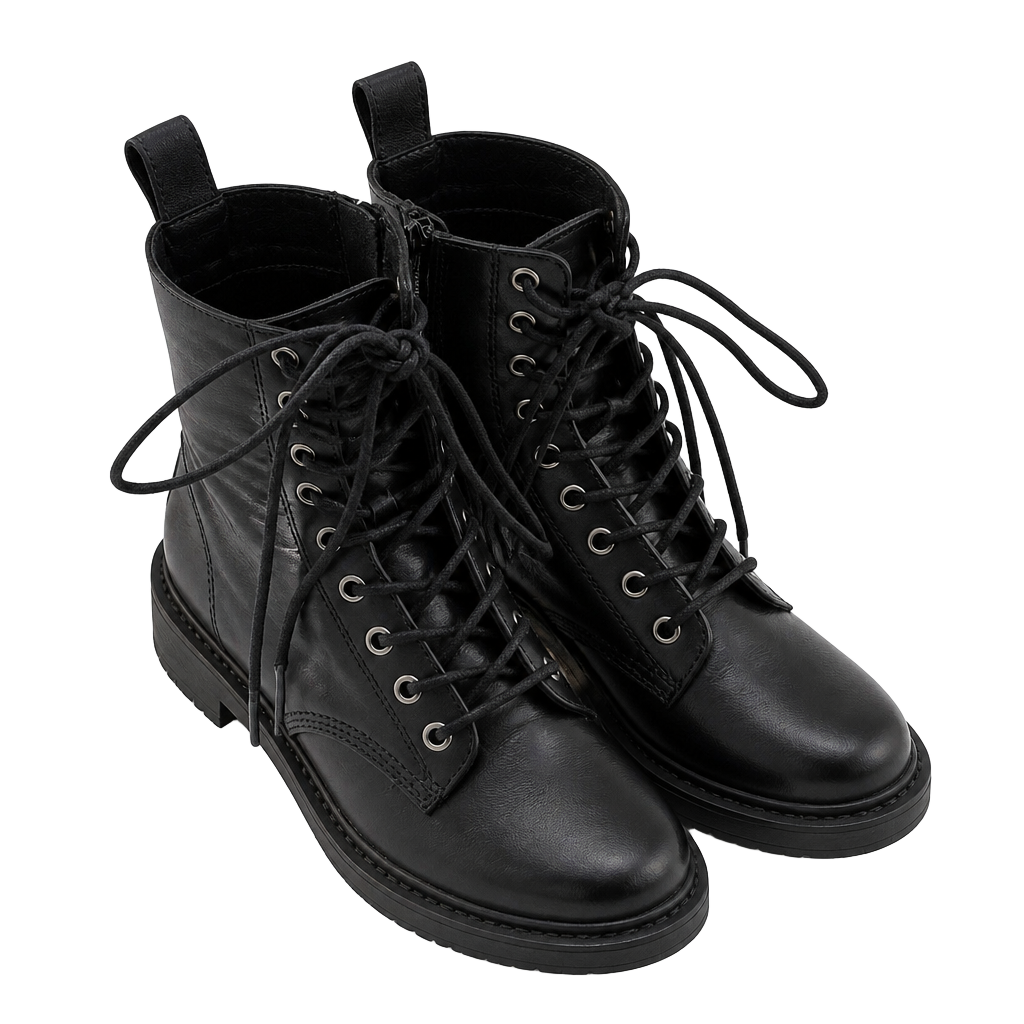 Steve Madden Tornado Combat style Boots Black Leather Lace-Up Size 6 EUC 1