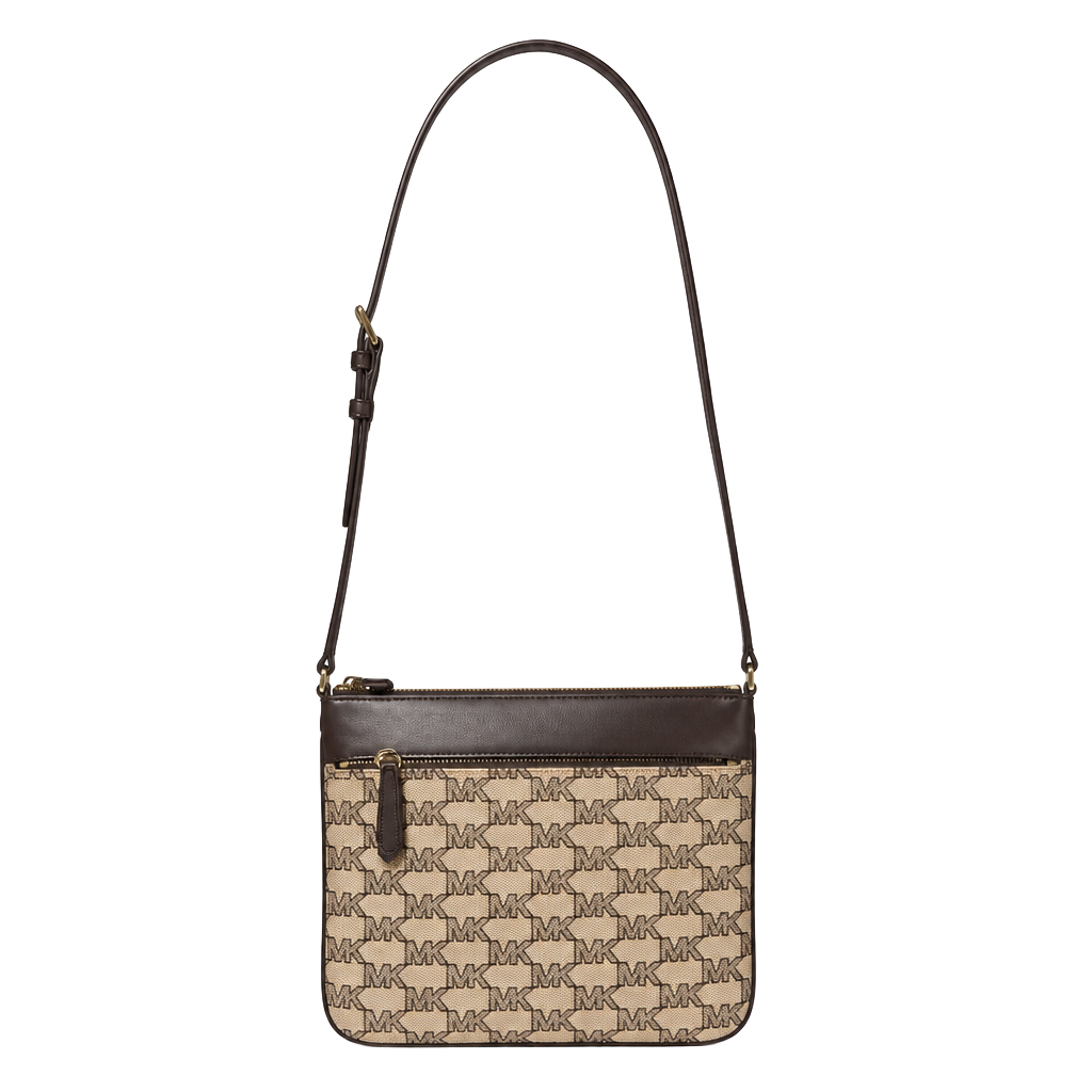 Michael Kors Signature Jet Set Signature Logo Small Flat Crossbody Bag Acorn Y2K style 1
