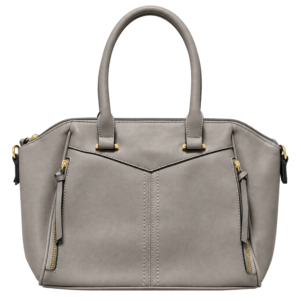 Gray Faux Leather Handbag 1