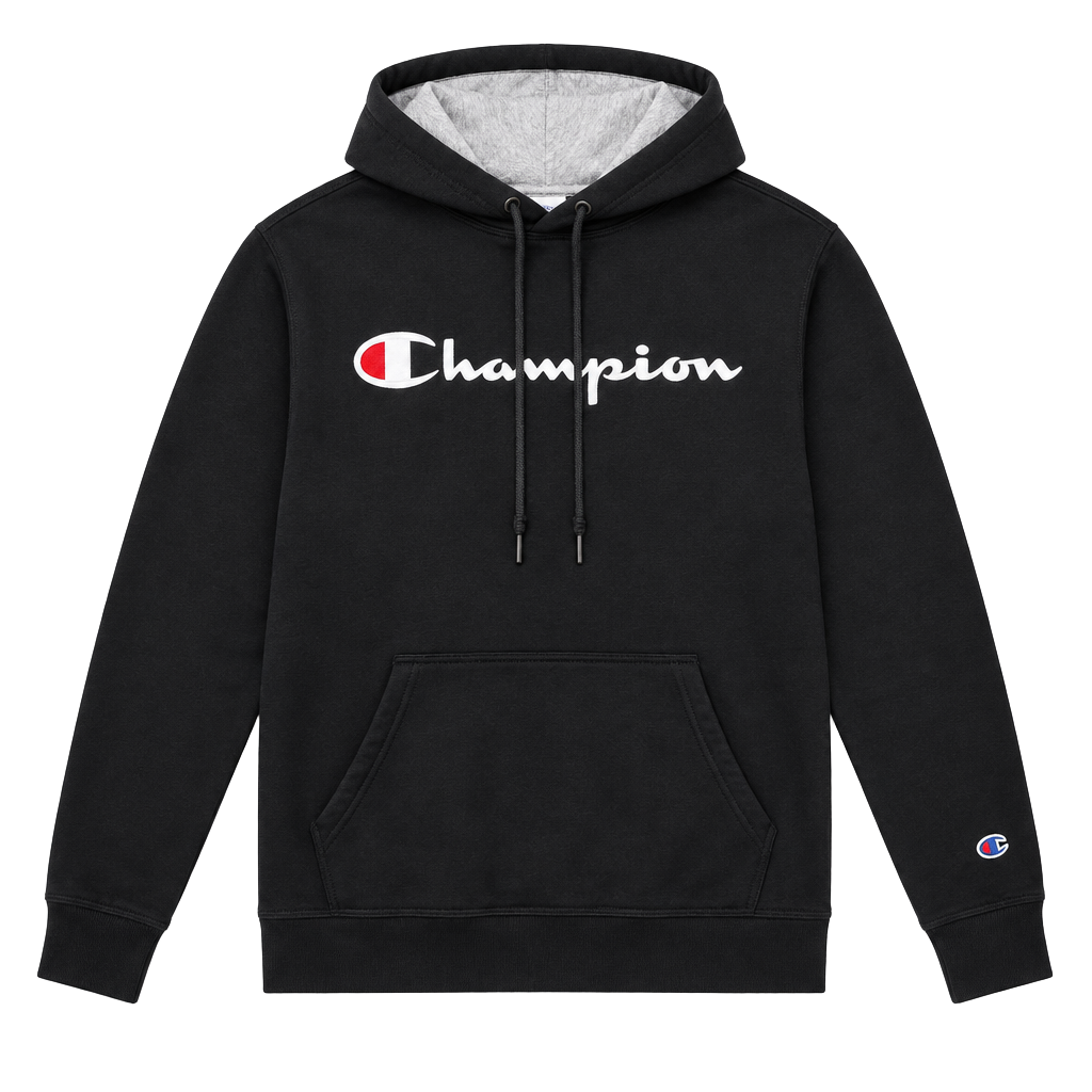 Champion Script Logo Hoodie Size M Black 1