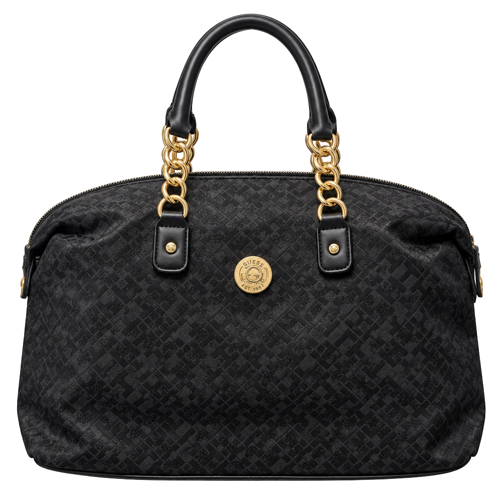 Tommy Hilfiger Monogram Black Satchel Handbag 1