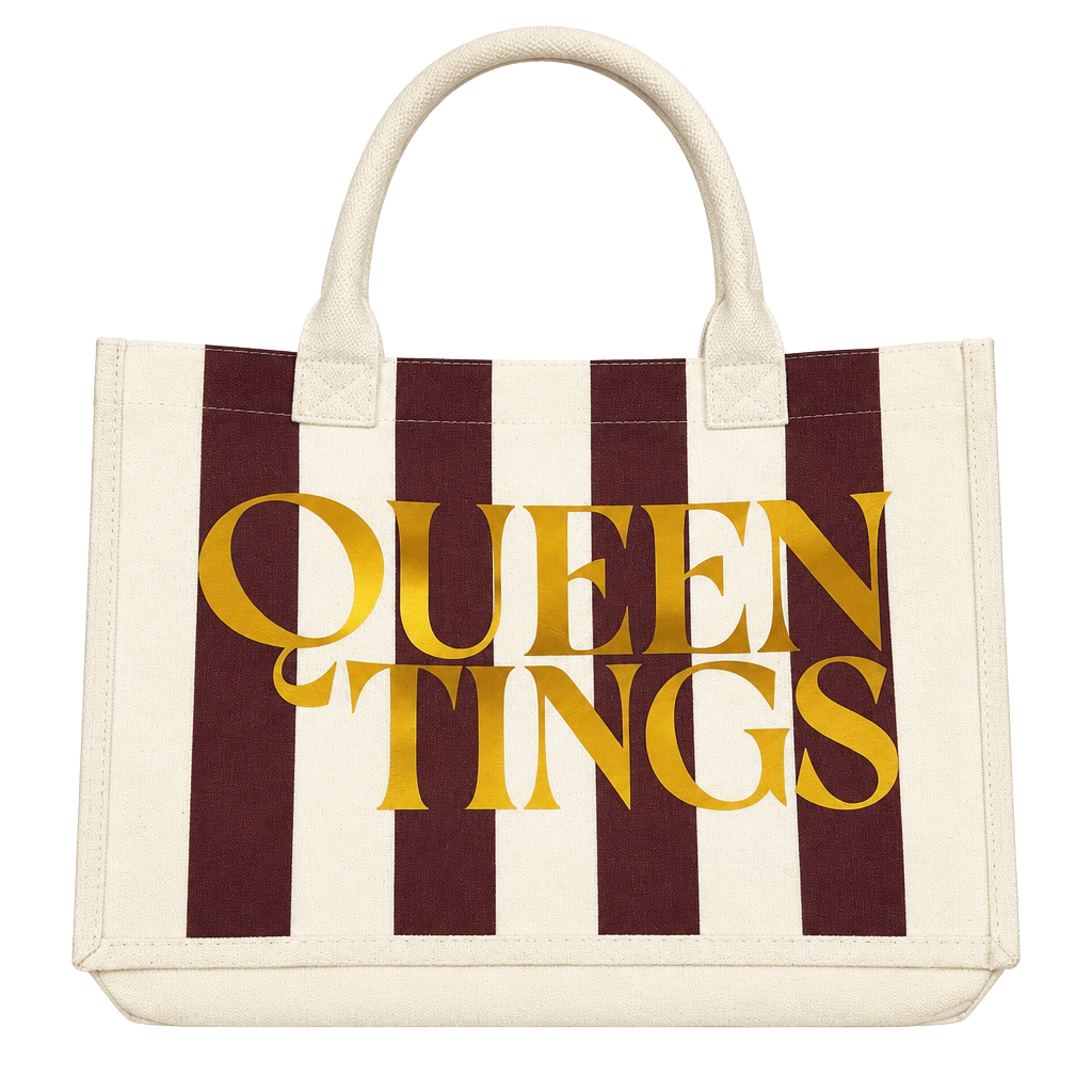 B11 Legendary Rootz Queen Tings Striped Canvas Tote Bag NWT 1