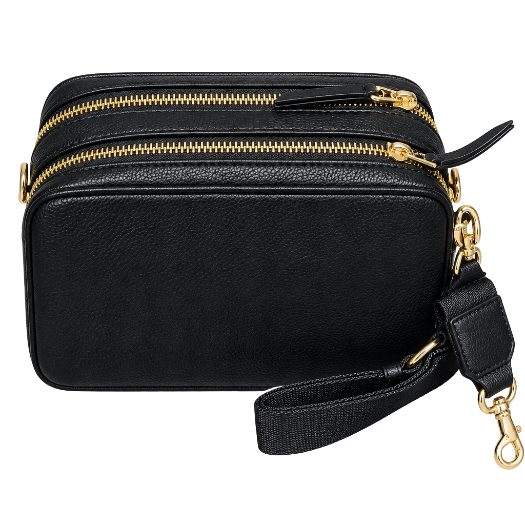 B15 Universal Thread Black Camera Crossbody Bag Double Zip NWT 1