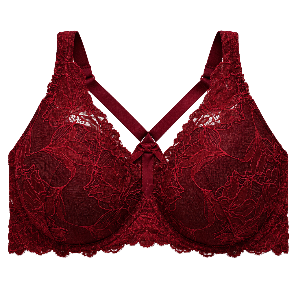 42DDD_ (wu49) Target Lace Push-Up Front Close Plunge Bra Size Berry Red 1