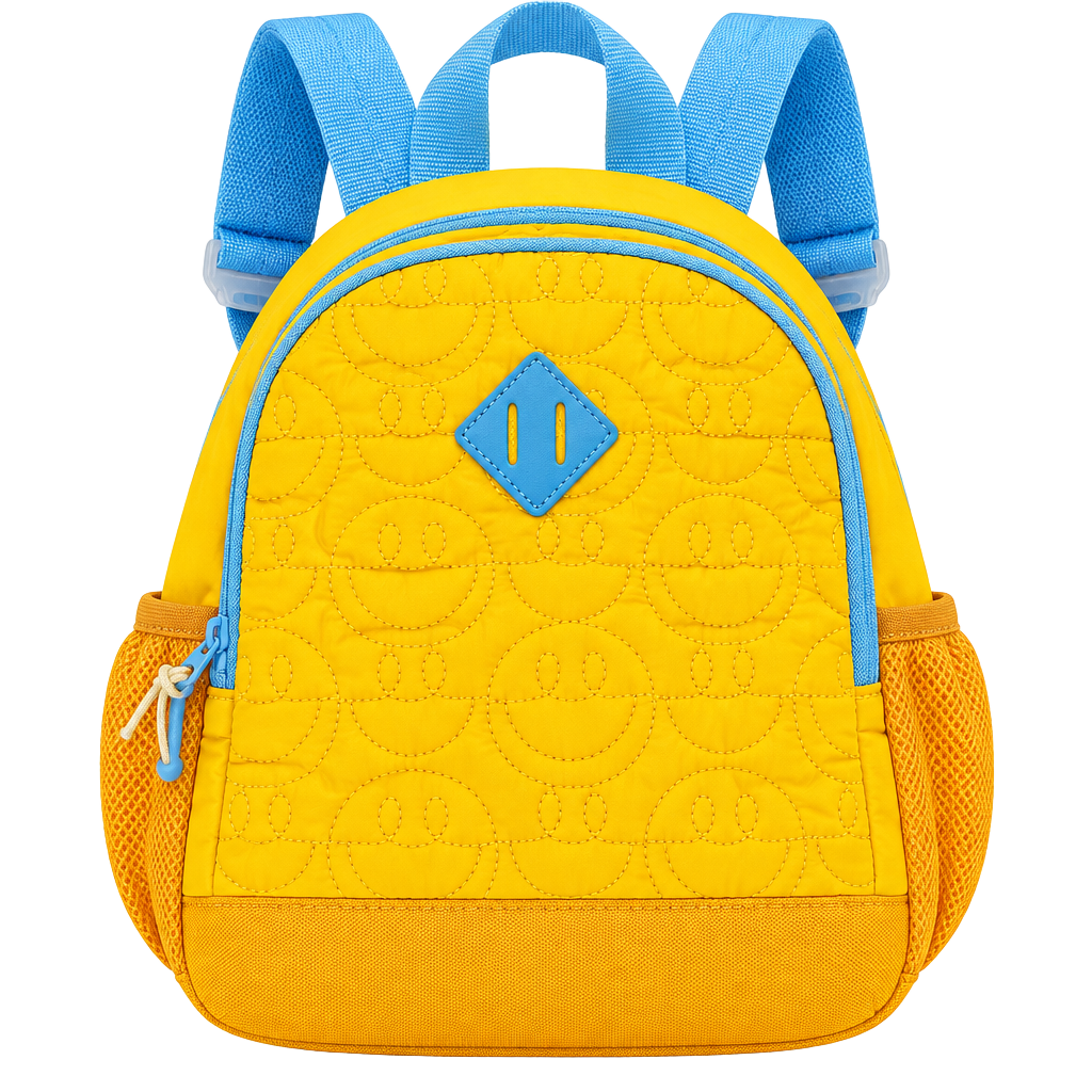 Cat & Jack Mini Smiley Quilted Backpack Yellow 1