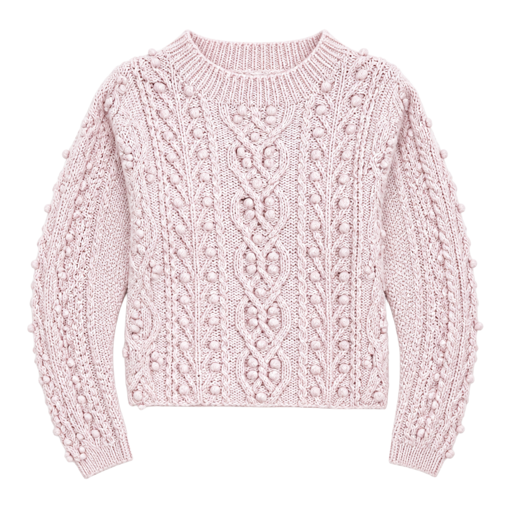 Vintage Cable Knit Sweater Size S Pink Cotton Ramie 1