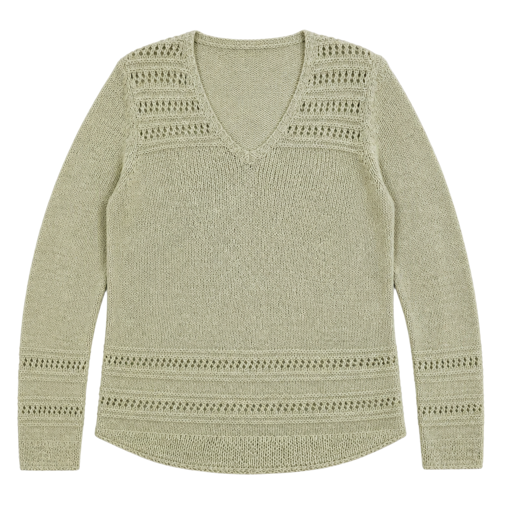 NWT V-Neck Openwork Knit Long Sleeve Sweater M 1