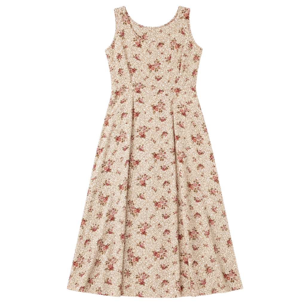 Rabbit Rabbit Designs Vintage Floral Print Sleeveless Maxi Dress M 1