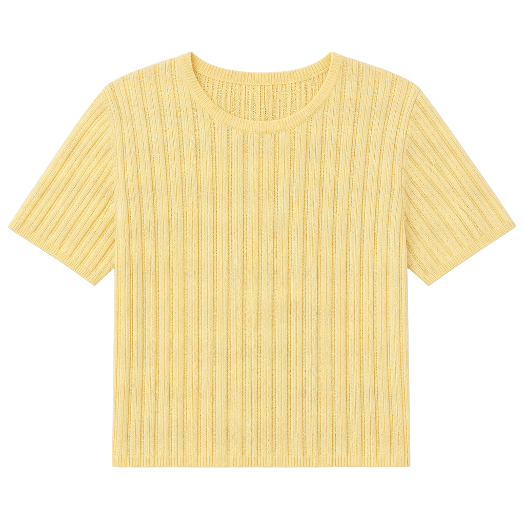 Vintage 100% Cotton Ribbed Short-Sleeve Knit Sweater Top S 1