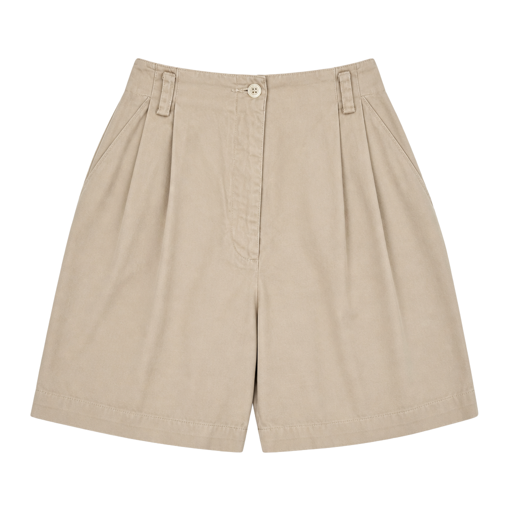 Lizsport Vintage High Waisted Pleated Shorts Tan Size 12 1