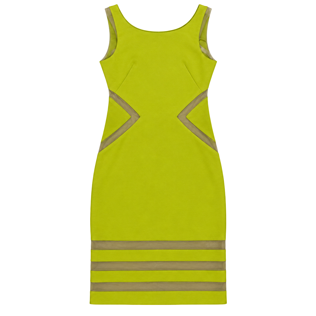 Terani Couture Yellow Cutout Mesh Panel Cocktail Dress 1