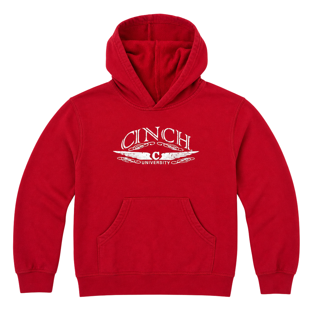 Cinch University Youth Red Pullover Logo Hoodie 1