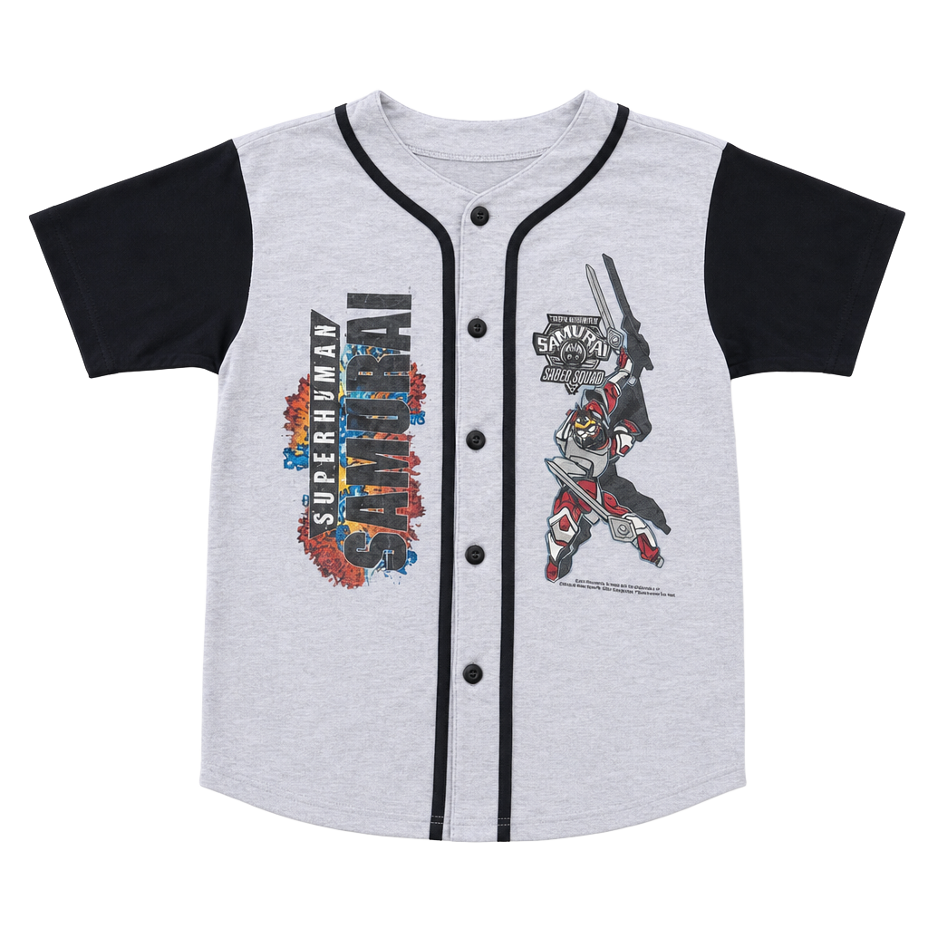 Vintage 1994 Superhuman Samurai Syber-Squad Button Up Baseball Jersey SSS 1