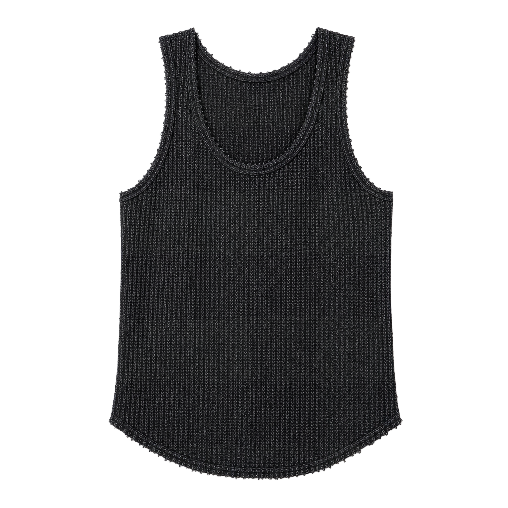 BKE Charcoal Textured Knit Tank Top | Distressed Hem Sleeveless Tank | Medium 1