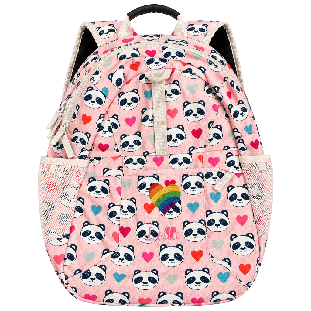 Lands End Panda Backpack Pink Hearts Embroidered Personalized Leila 1