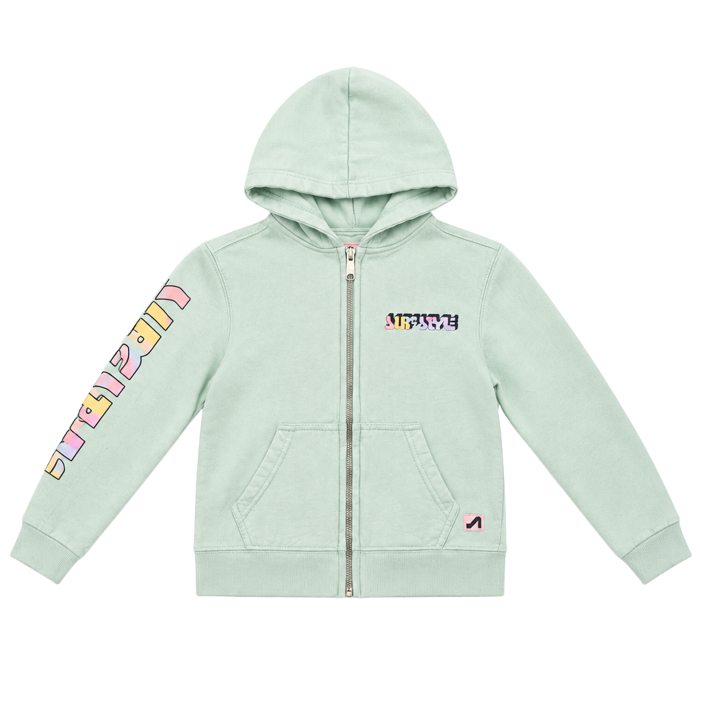 Surf Style Zip-Up Hoodie Size 6/8 Mint Green Clearwater Beach 1
